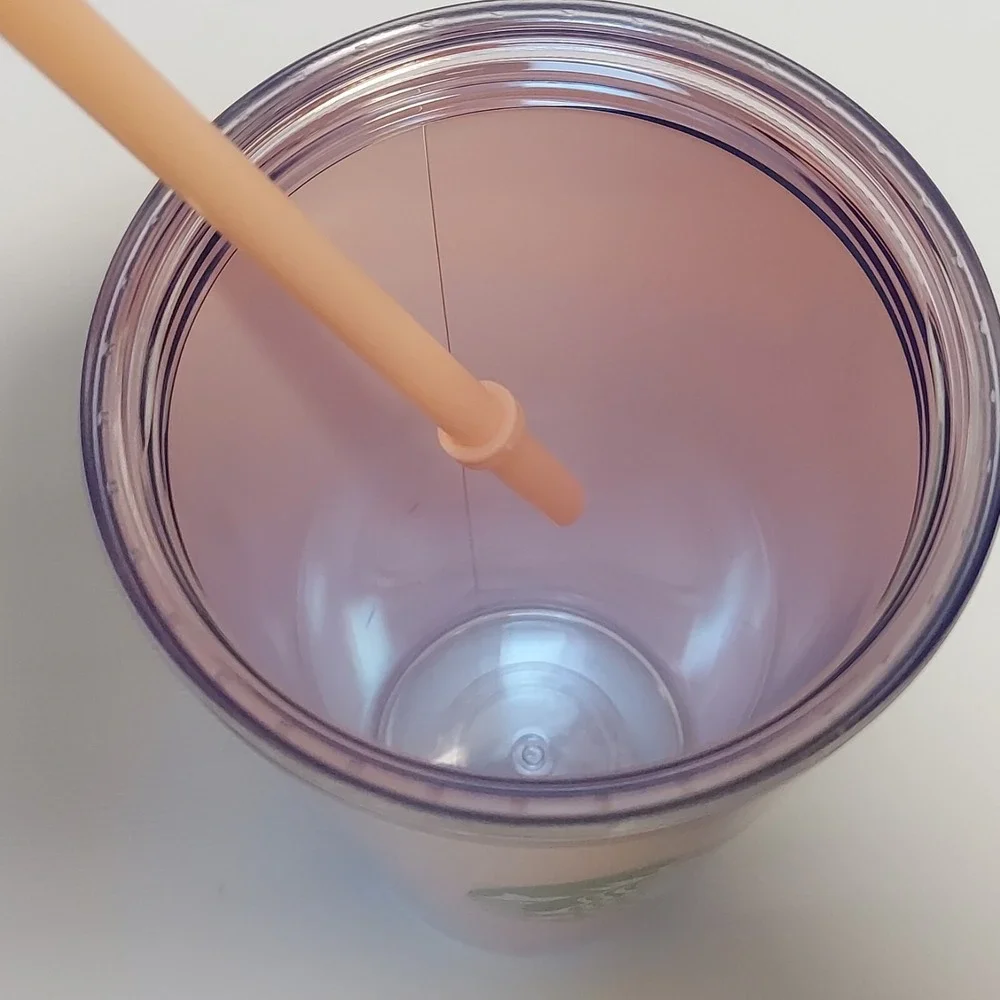 Starbucks Holographic Tumbler 24oz Pink Minimalist‎ Double Wall Cold Cup Straw